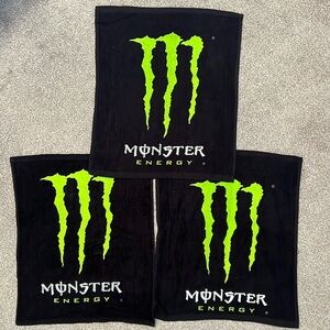 Set of 3 💚🖤 Monster Energy 💚🖤 golf/gym/hand/workout towels